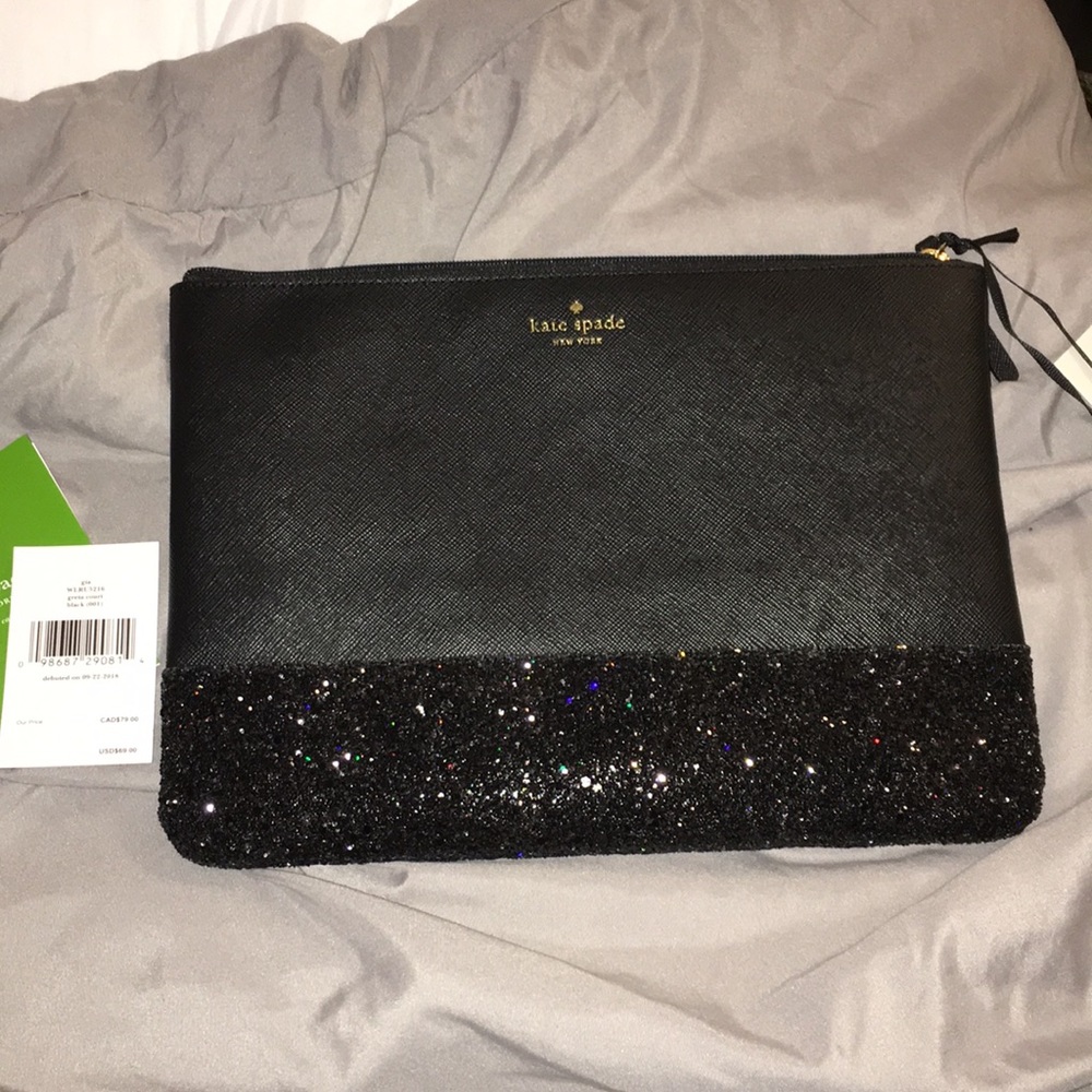 NWT GRETA COURT GIA KATE SPADE CLUTCH black